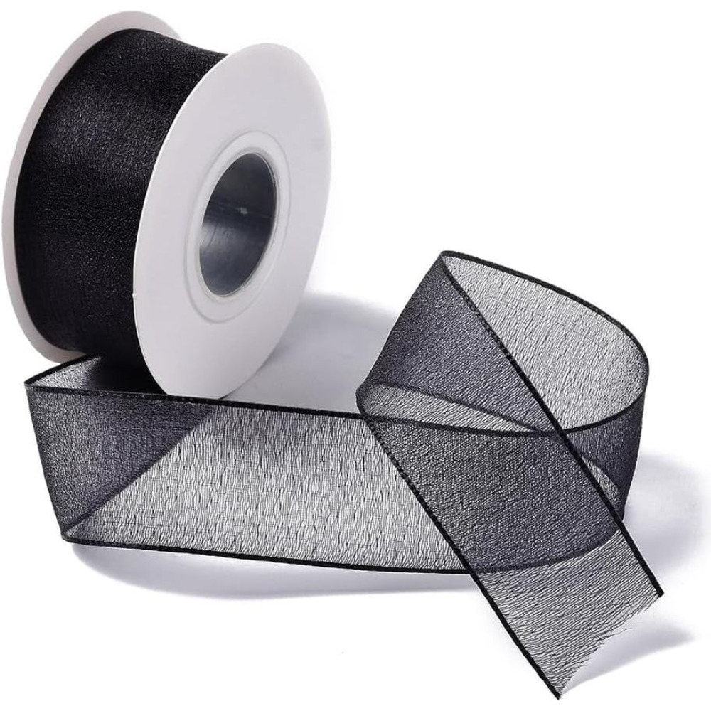 Organza Ribbon Spool - Fita de Organza Preta de 1