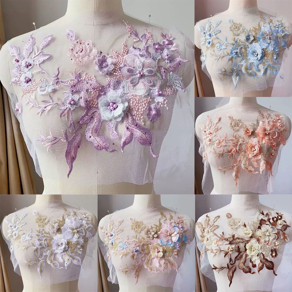 Applique Patch Flower - Apliques de renda com flores 3D,