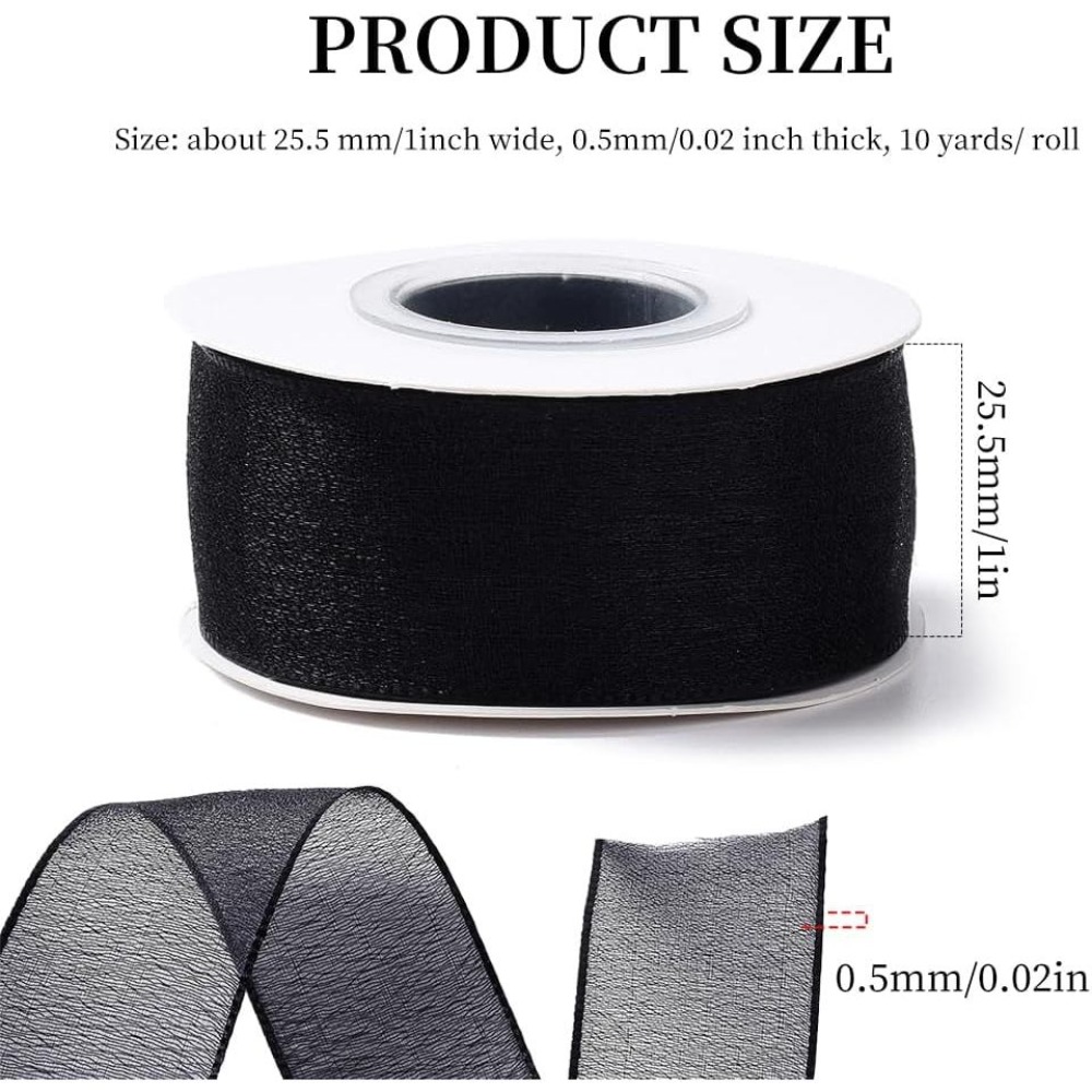 Fita de Organza Preta de 1 Pol - Organza Ribbon Spool avaliação e preço