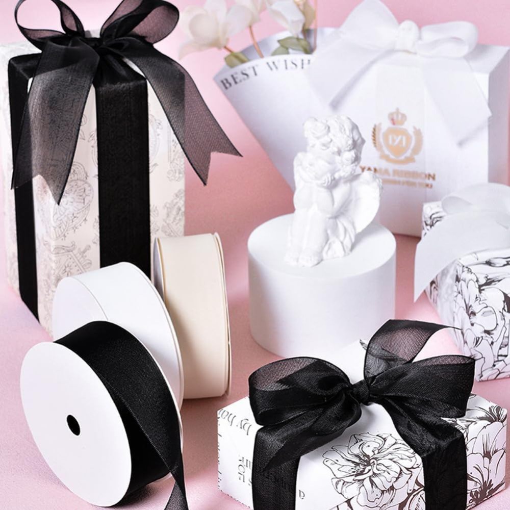 Fita de Organza Preta de 1 Pol - Organza Ribbon Spool avaliação e preço