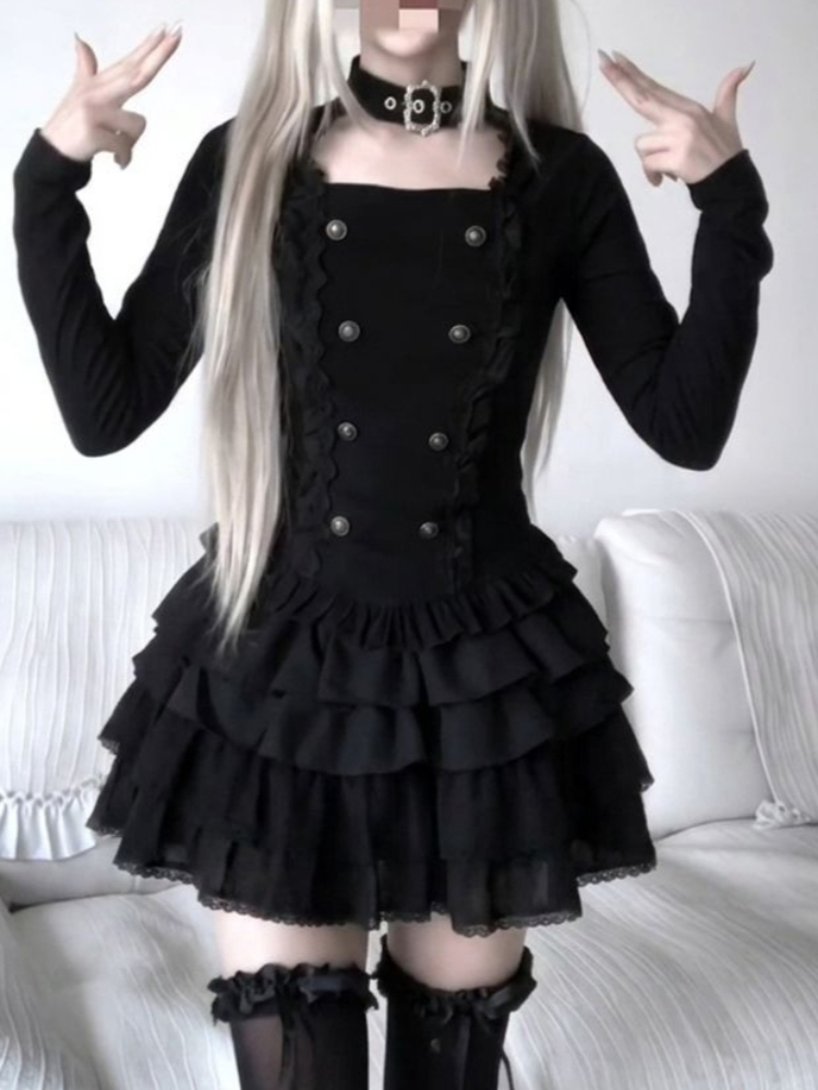 Conjunto Gótico Harajuku Lolit - Elastic Lace Trim avaliação e preço