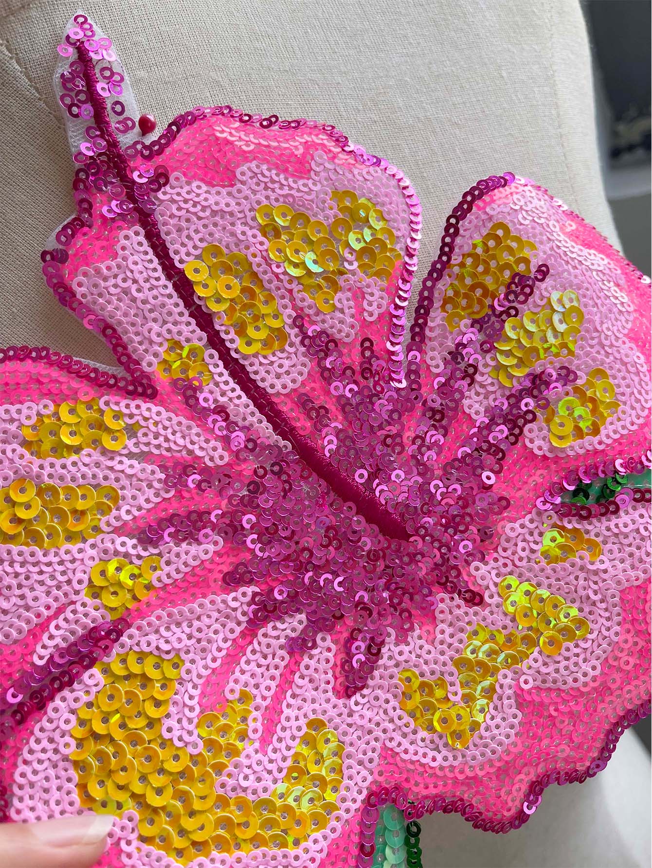 1 peça 26cm brilhante rosa lan - Applique Patch Flower avaliação e preço